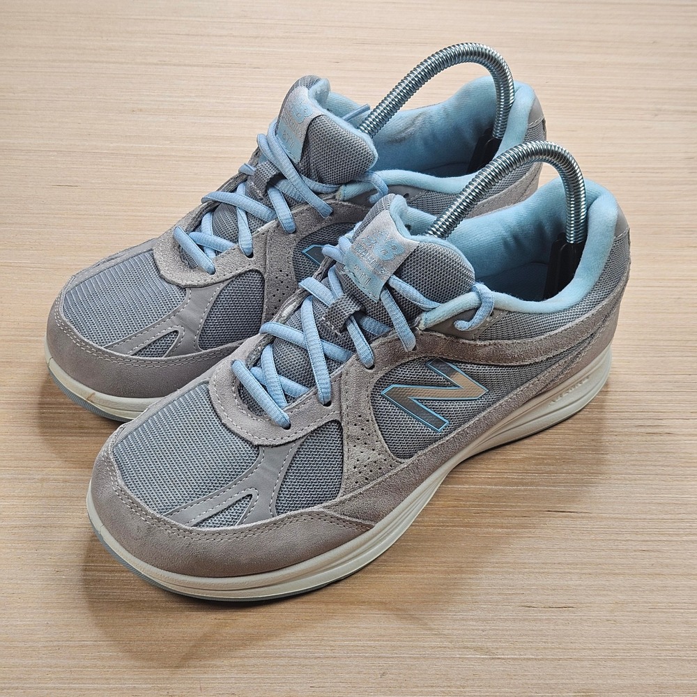 New Balance 877 Walking Shoes Womens 8.5 2E Grey Blue WW877SB Suede Mesh Comfort
